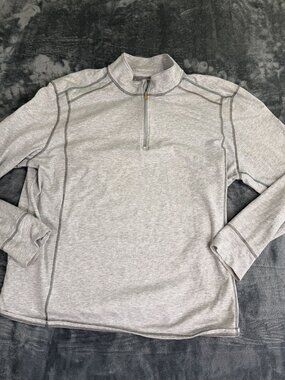 Tommy Bahama IslandActive Gray Half-Zip Pullover XXL UPF 30 Long Sleeves